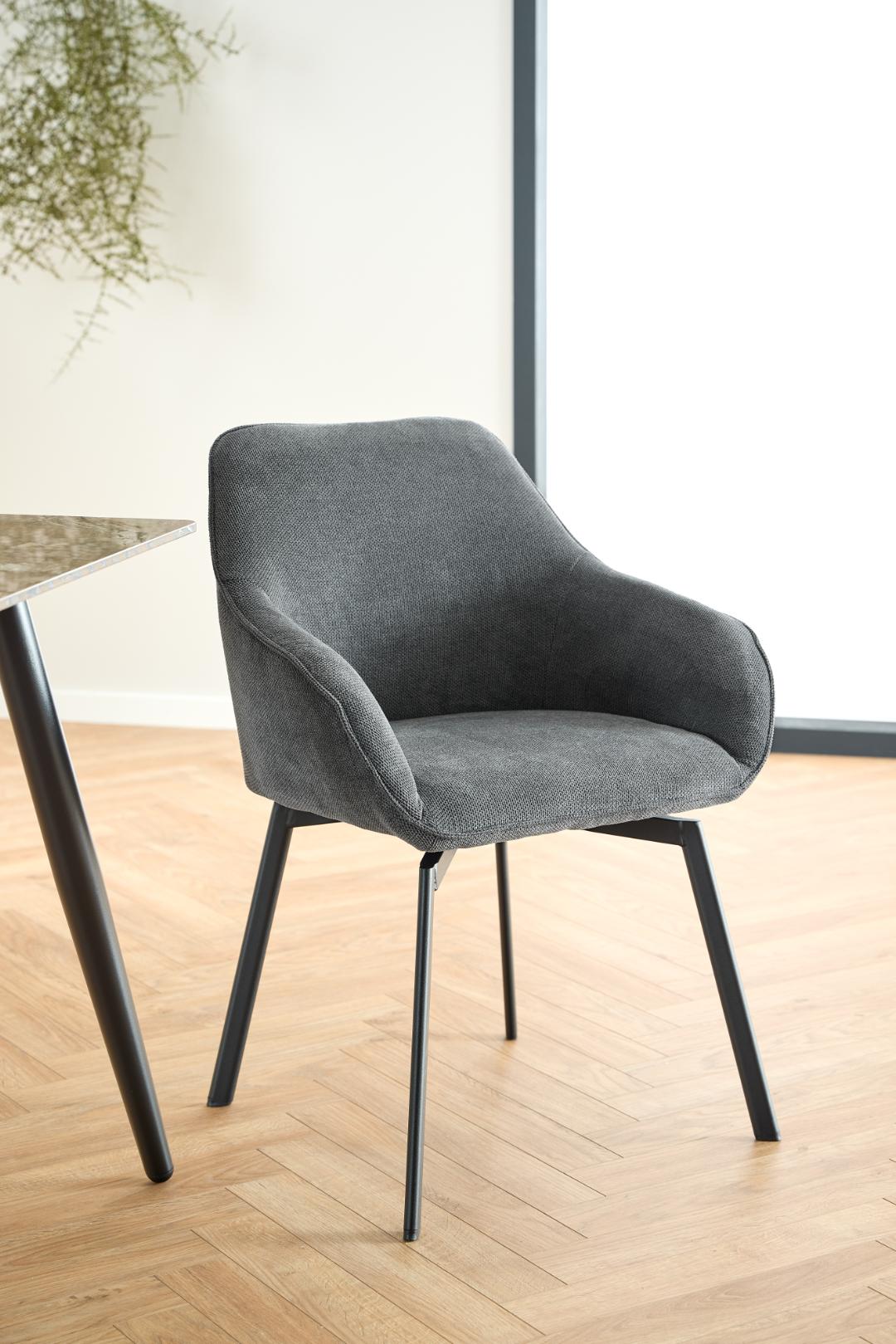 Eetkamerstoel Clara 8211 Stof Caso Antraciet 8211 Zwart Metaal Minimale Bestelling 2 Stuks