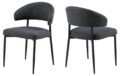 Eetkamerstoel Edina - Stof Basel donkergrijs - Zwart metaal (minimale bestelling 2 stuks)
