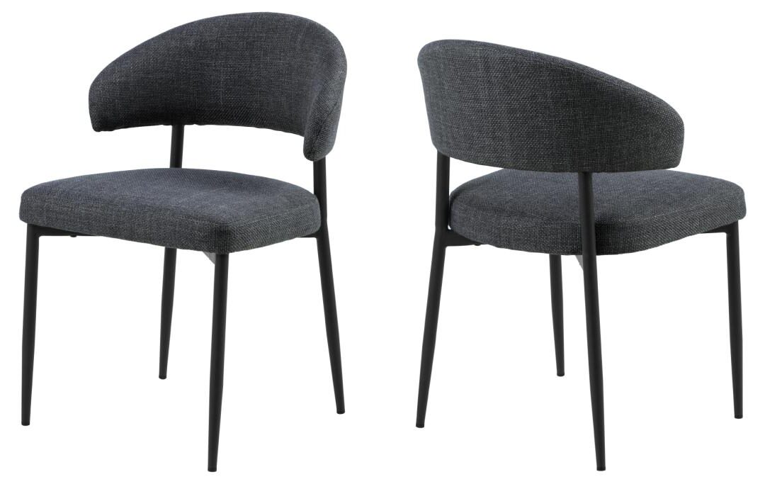 Eetkamerstoel Edina 8211 Stof Basel Donkergrijs 8211 Zwart Metaal Minimale Bestelling 2 Stuks