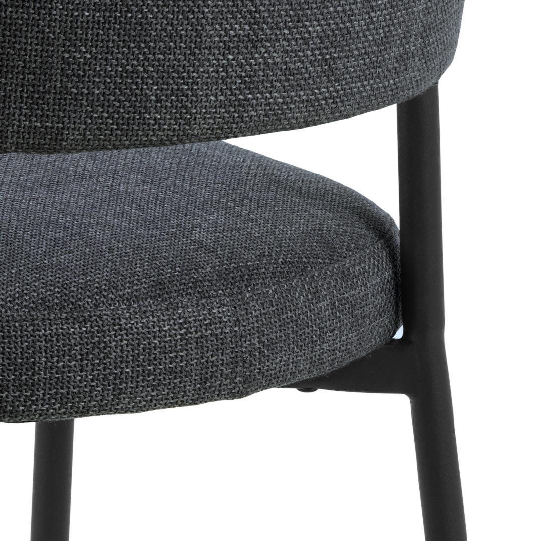 Eetkamerstoel Edina 8211 Stof Basel Donkergrijs 8211 Zwart Metaal Minimale Bestelling 2 Stuks