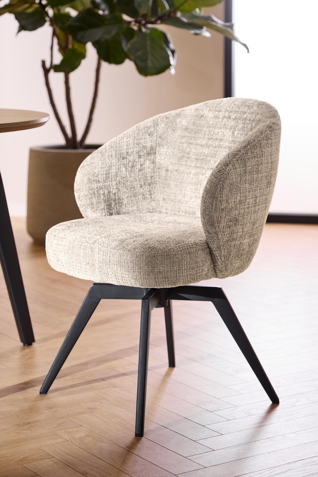 Eetkamerstoel Darlene 8211 Stof Juto Beige 8211 Zwart Metaal