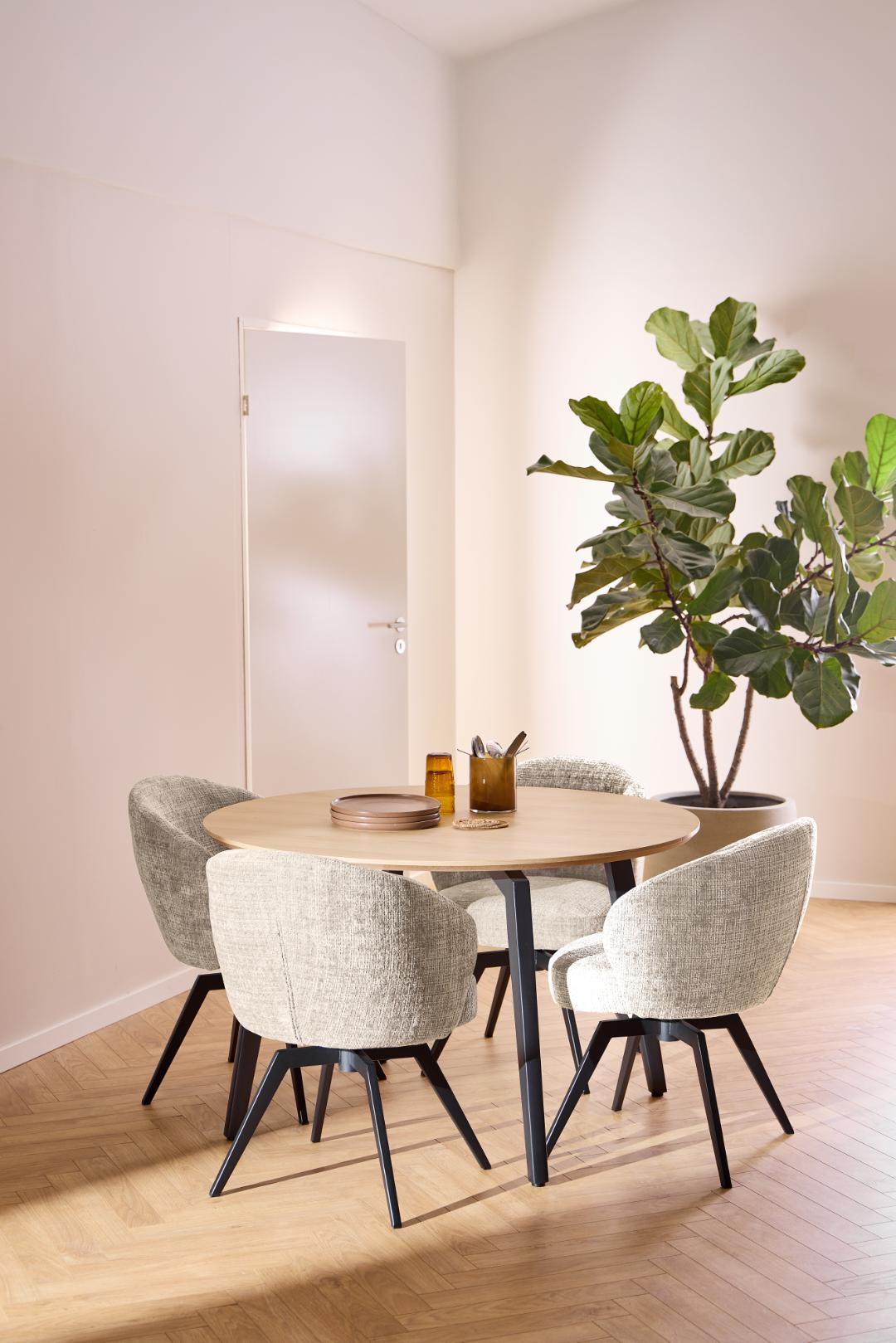 Eetkamerstoel Darlene 8211 Stof Juto Beige 8211 Zwart Metaal