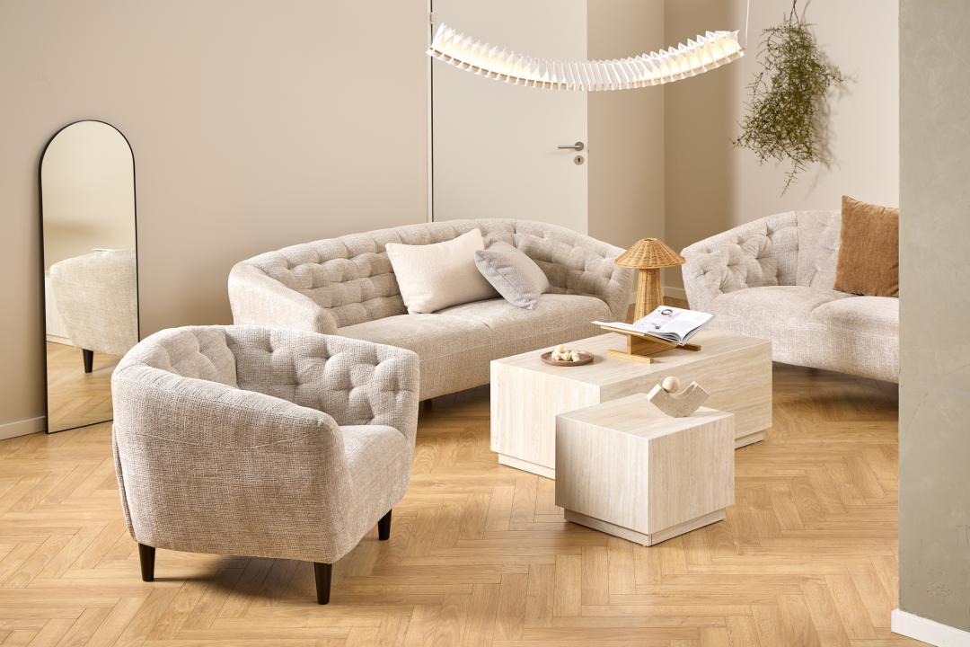 2 Zitsbank Ria 8211 Stof Juto Beige