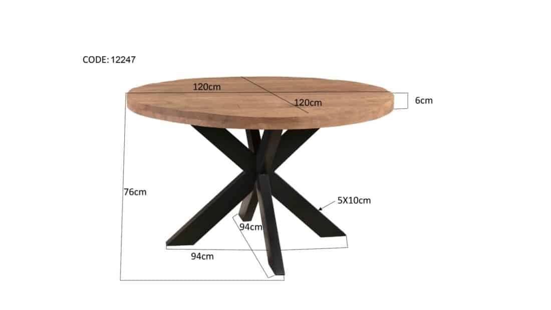 Eetkamertafel Sturdy 8211 Mangohout 8211 Metaal 8211 120 Cm Eetkamertafel Sturdy 8211 Mangohout 8211 Metaal 8211 120 Cm