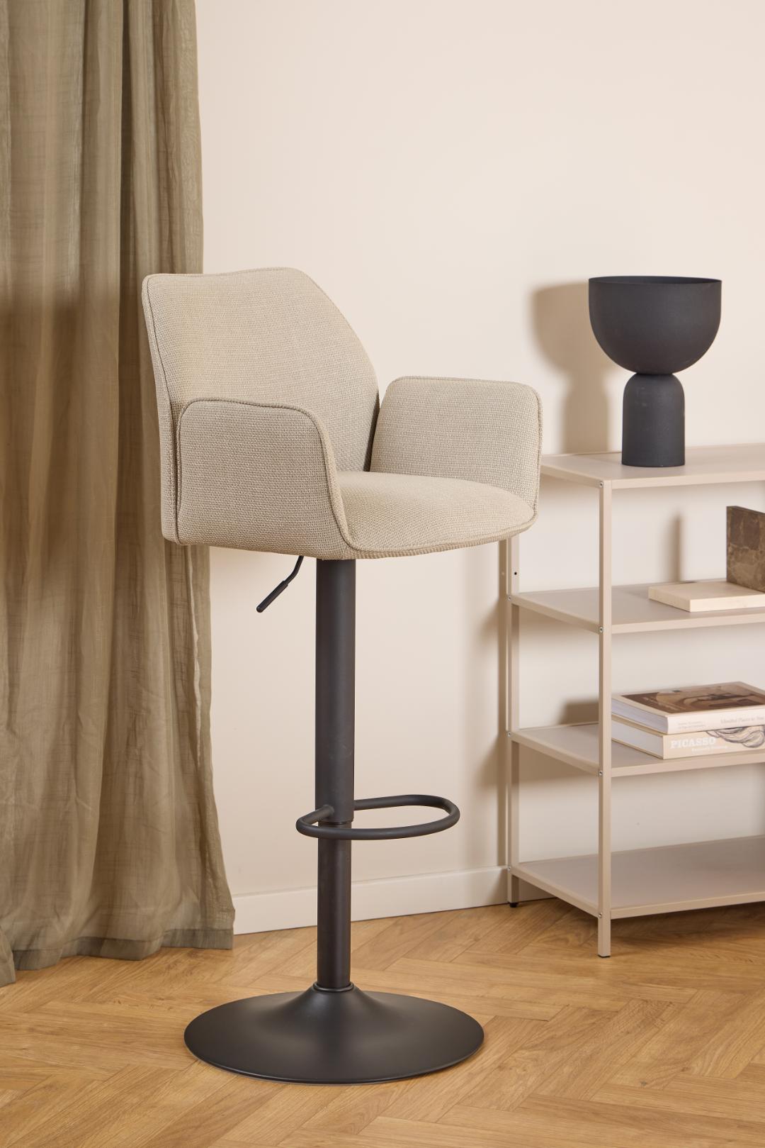 Barkruk Glenda 8211 Stof Basel Beige 8211 Staal