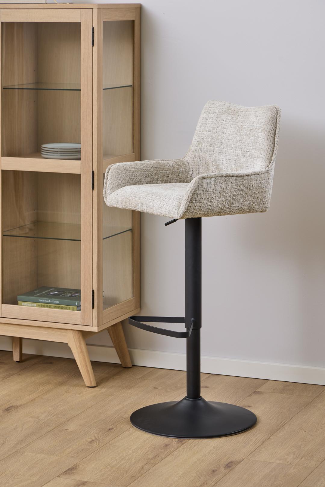 Barkruk Eddie 8211 Stof Juto Beige 8211 Zwart Metaal