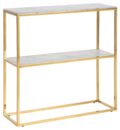 Haltafel Alisma - Wit marmer glas - Goudchroom staal
