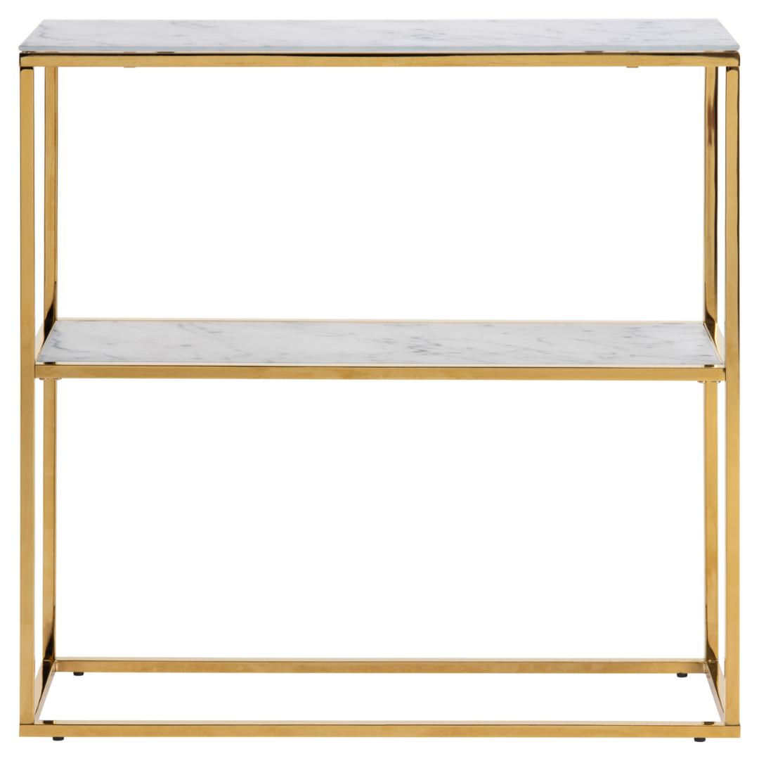 Haltafel Alisma 8211 Wit Marmer Glas 8211 Goudchroom Staal