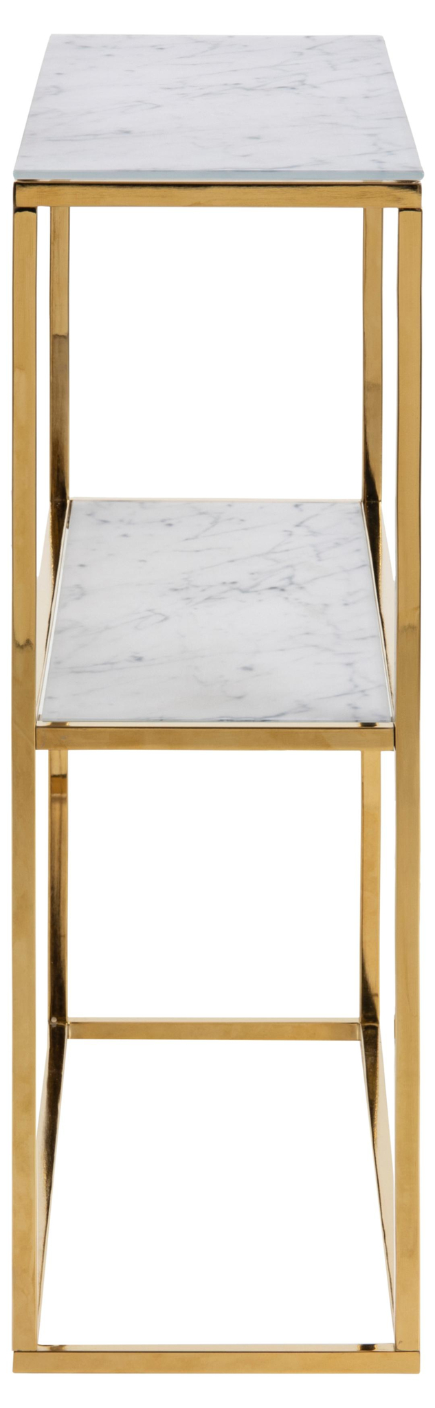 Haltafel Alisma 8211 Wit Marmer Glas 8211 Goudchroom Staal