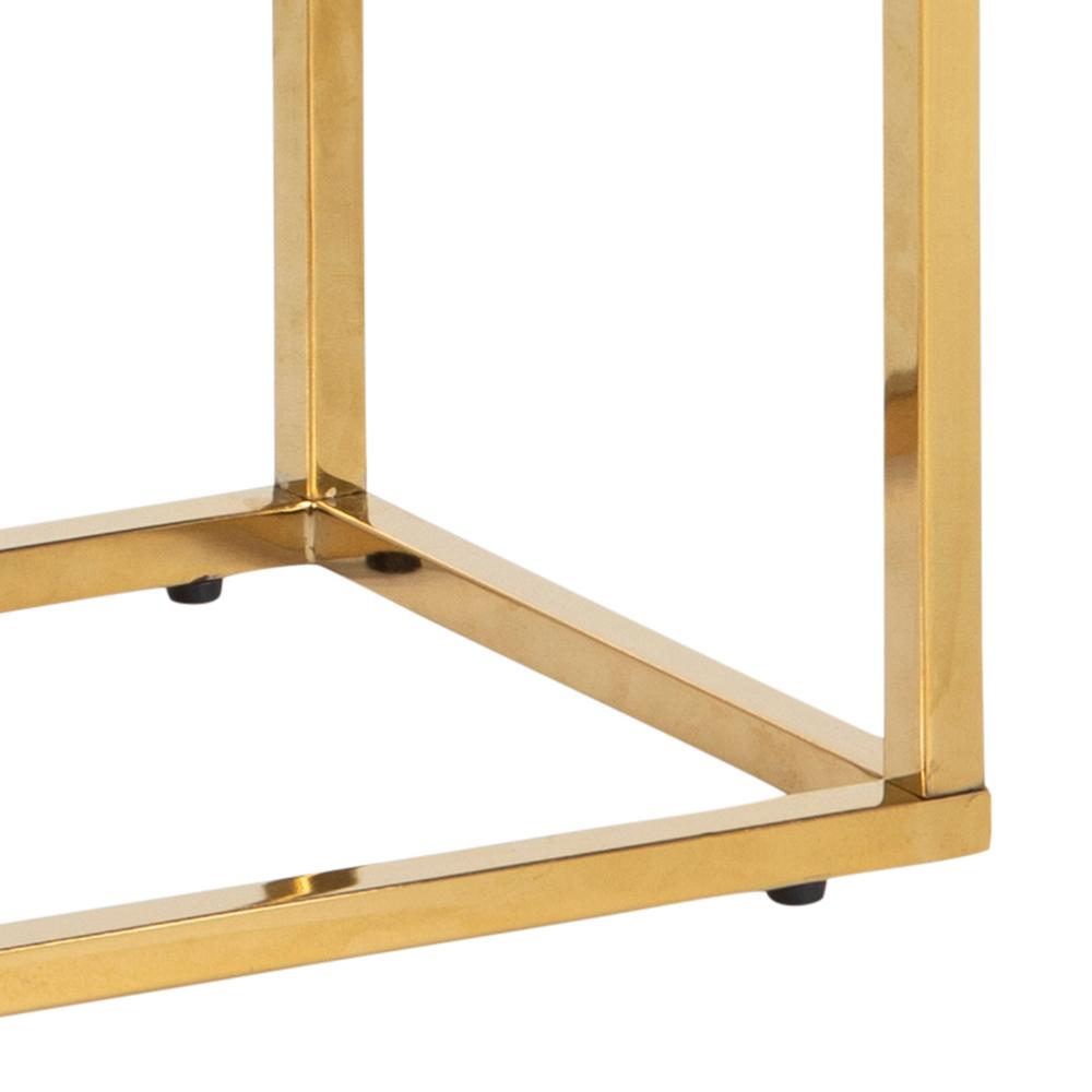 Haltafel Alisma 8211 Wit Marmer Glas 8211 Goudchroom Staal