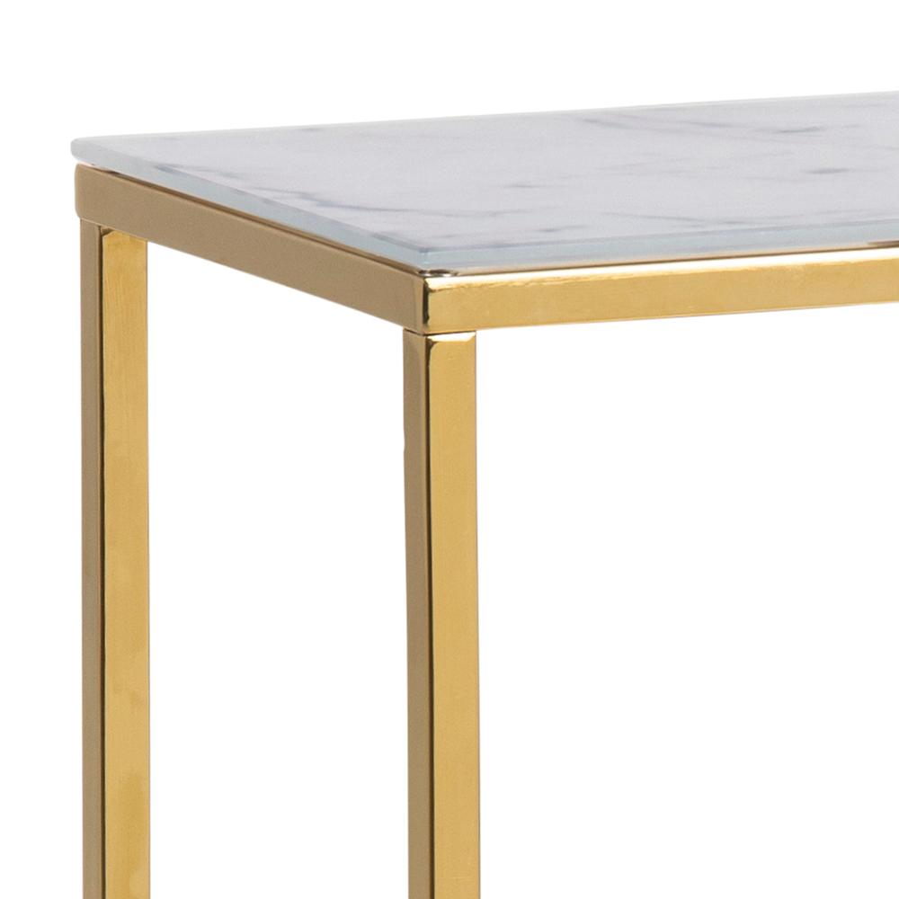 Haltafel Alisma 8211 Wit Marmer Glas 8211 Goudchroom Staal