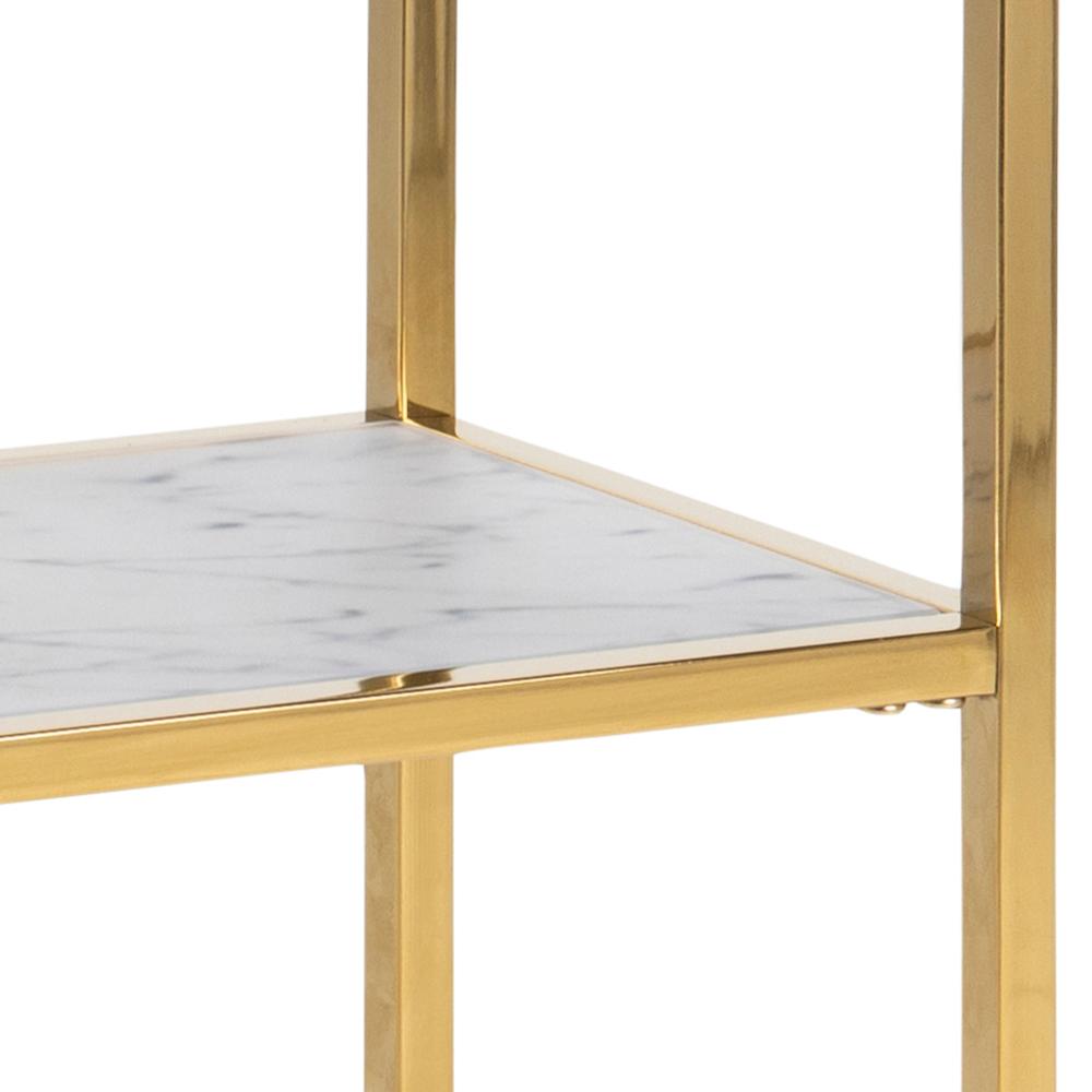 Haltafel Alisma 8211 Wit Marmer Glas 8211 Goudchroom Staal