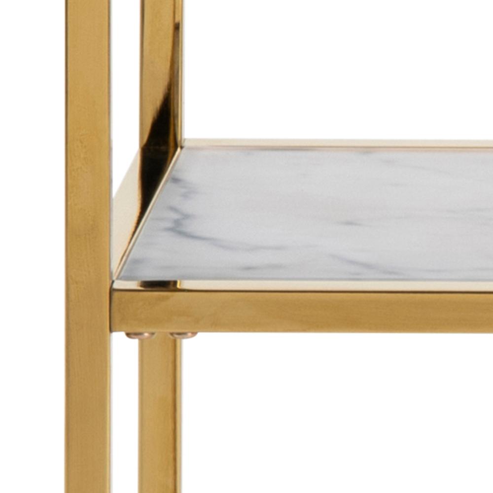 Haltafel Alisma 8211 Wit Marmer Glas 8211 Goudchroom Staal