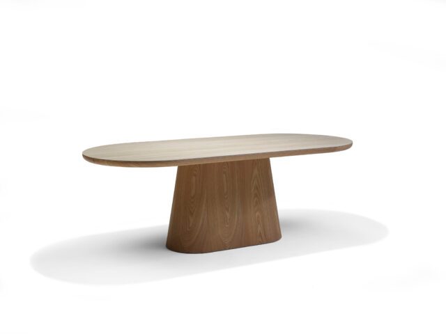 Eetkamertafel Delos 8211 Travertin Deckstone 8211 220 215 100 Cm 8211 Eiken Naturel Kolomvoet