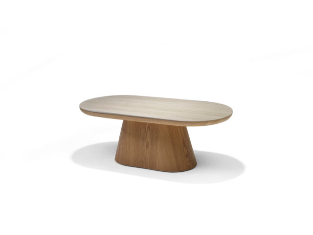 Salontafel Delos 8211 Travertin Deckstone 8211 120 215 60 Cm 8211 Eiken Naturel Kolomvoet