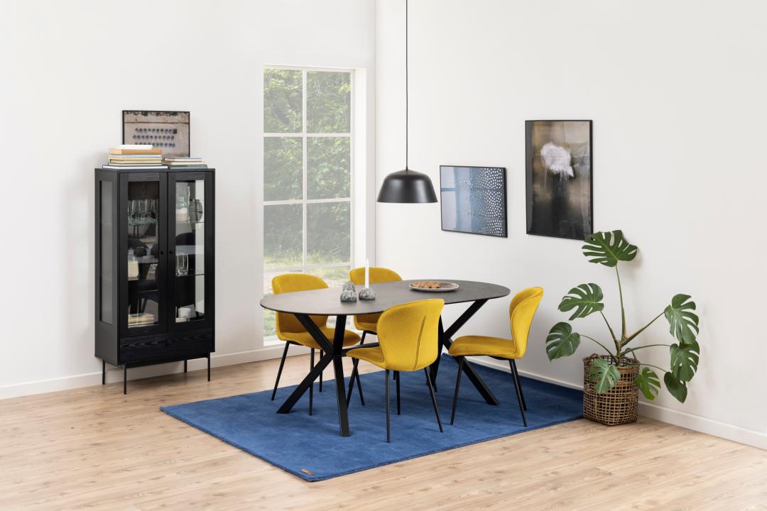 Eetkamerstoel Evelyn 8211 Stof Loyd Kerrie Corduroy 8211 Zwart Metaal Minimale Bestelling 2 Stuks
