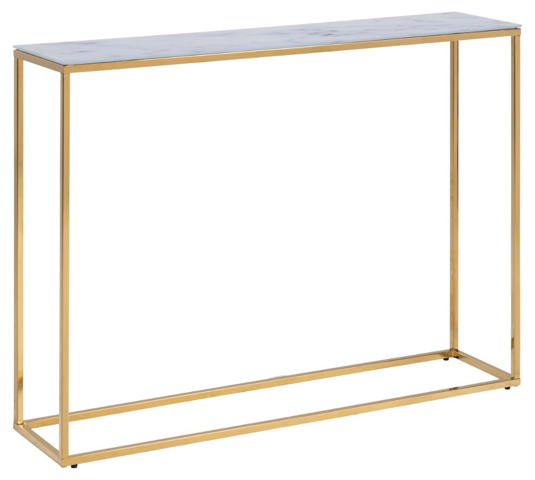 Haltafel Alisma 8211 Wit Marmer Getemperd En Matglas 8211 Goud Chroomstaal