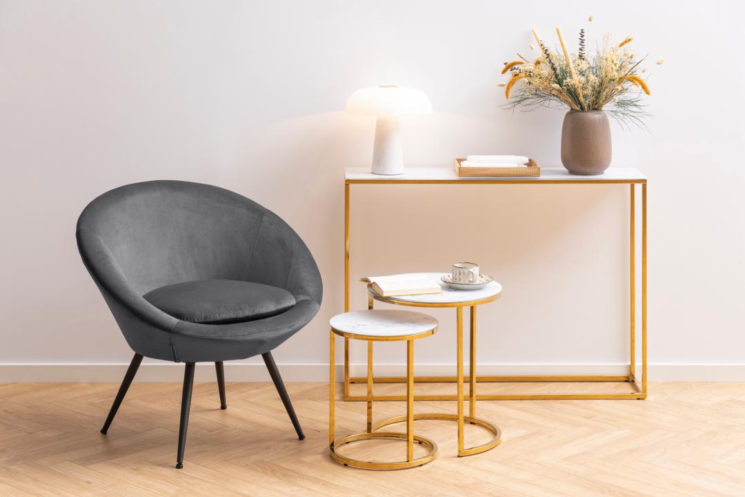 Haltafel Alisma 8211 Wit Marmer Getemperd En Matglas 8211 Goud Chroomstaal