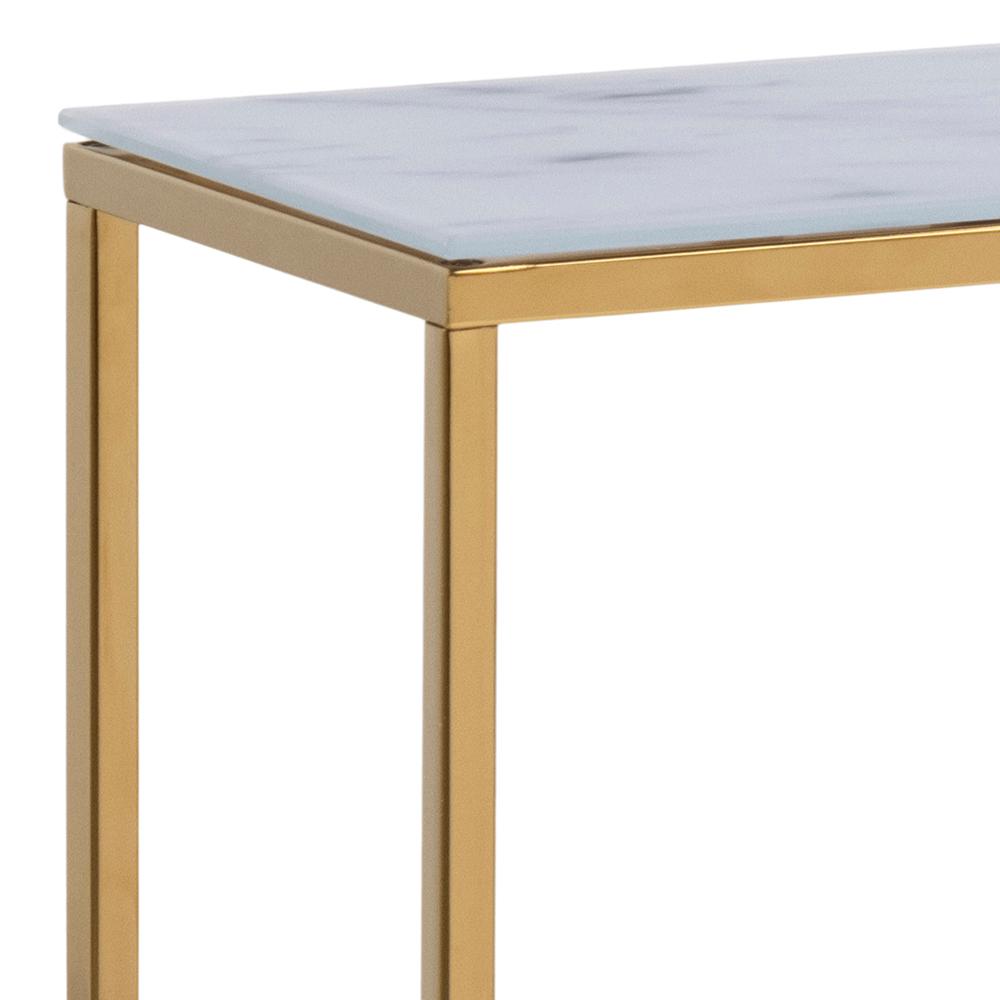 Haltafel Alisma 8211 Wit Marmer Getemperd En Matglas 8211 Goud Chroomstaal