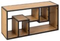 Wandelement Seaford - Mat zwart metaal - Wild eiken melamine planken