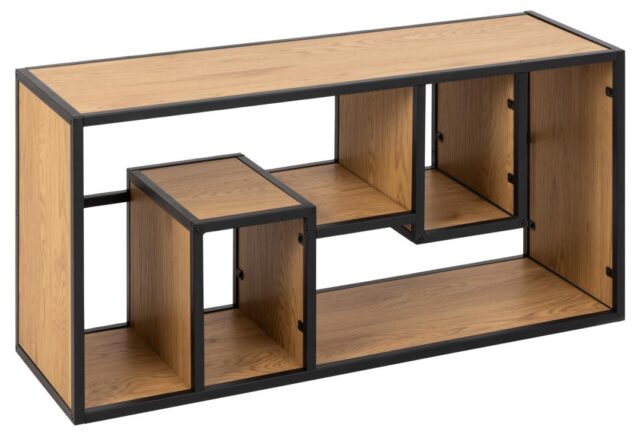 Wandelement Seaford 8211 Mat Zwart Metaal 8211 Wild Eiken Melamine Planken