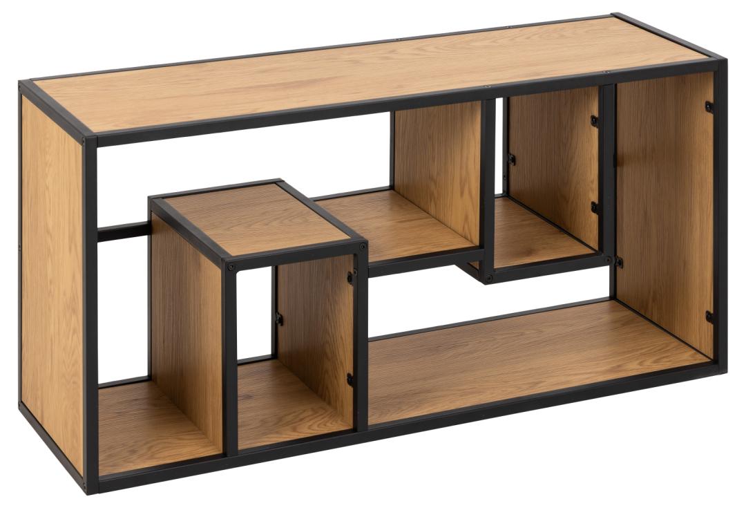 Wandelement Seaford 8211 Mat Zwart Metaal 8211 Wild Eiken Melamine Planken