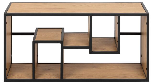 Wandelement Seaford 8211 Mat Zwart Metaal 8211 Wild Eiken Melamine Planken