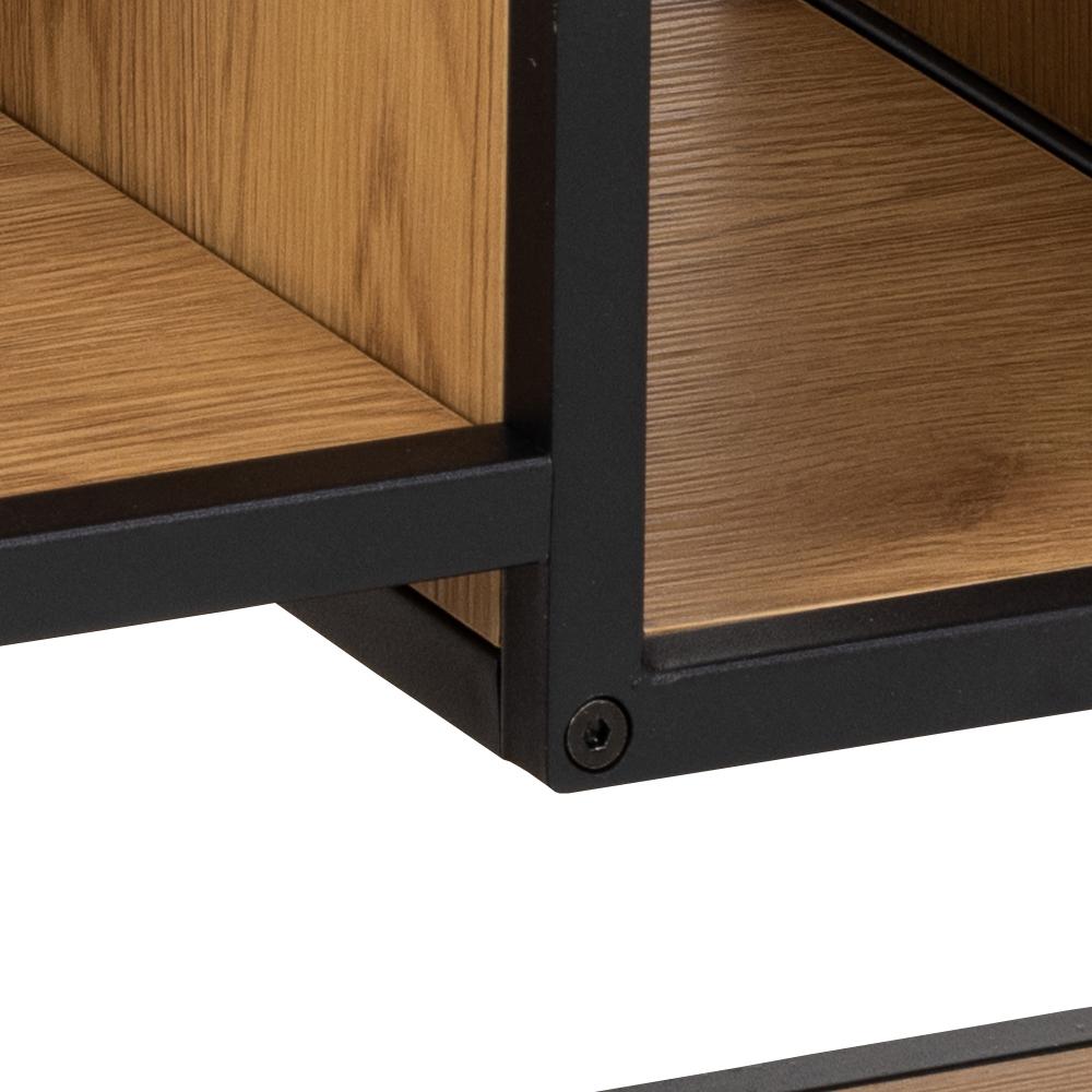 Wandelement Seaford 8211 Mat Zwart Metaal 8211 Wild Eiken Melamine Planken