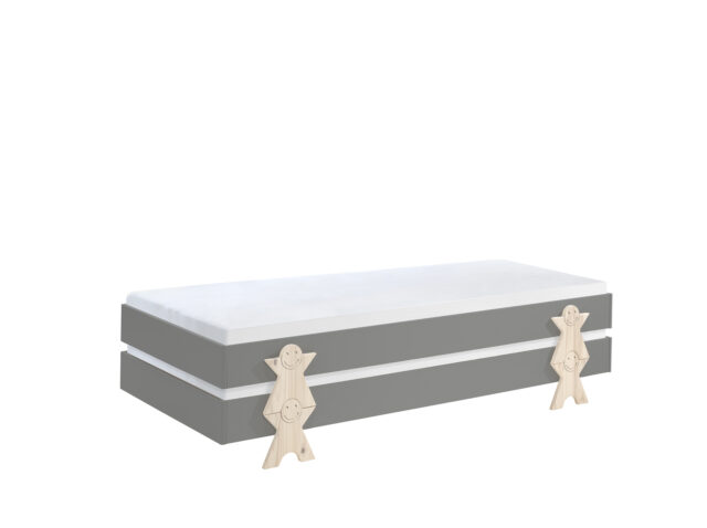 Deze Modulo Combinatie Bestaat Uit 2 Grijze Modulo Bedden 90 X 200 Cm Met Massieve Poten In De Vorm Van Een Smiley