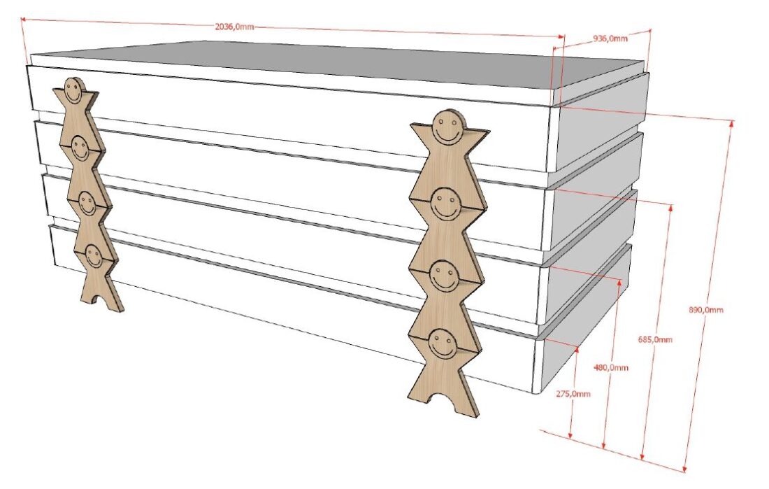 Deze Modulo Combinatie Bestaat Uit 2 Grijze Modulo Bedden 90 X 200 Cm Met Massieve Poten In De Vorm Van Een Smiley