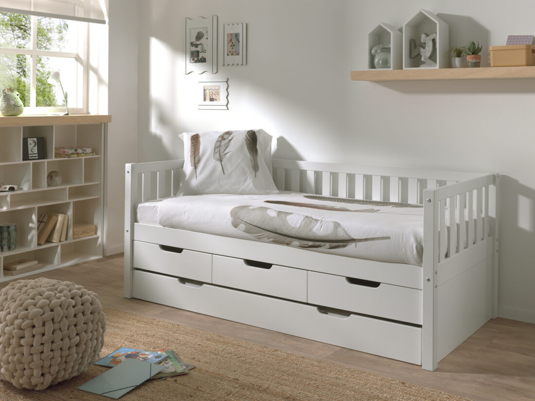 Kajuitbed Fritz 8211 Wit 8211 Bed 90 215 200 Cm Met 3 Opberglades En Bijhorend Rolbed