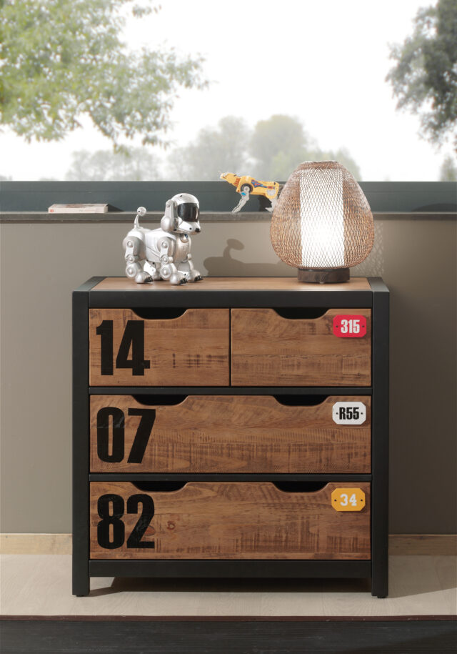 Ladenkast Alex 8211 3 Laden 8211 Massief Grenen 8211 Zwart