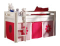 Deze PINO-combinatie bestaat uit een witte PINO hoogslaper en een speelgordijn pink flower