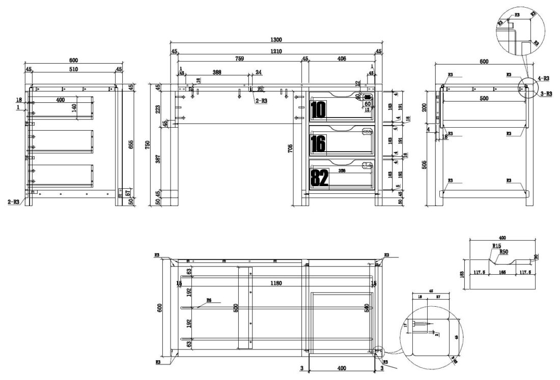 Bureau Alex 8211 Massief Grenen 8211 Zwart