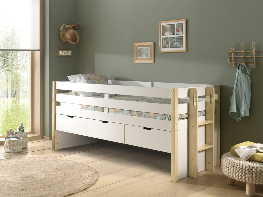 Deze Margrit Combinatie Bestaat Uit Het Margrit Kajuitbed 90 X 200 Cm Met 3 Lades En Rolbed