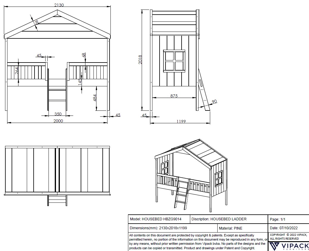Huisbed Ladder Wit