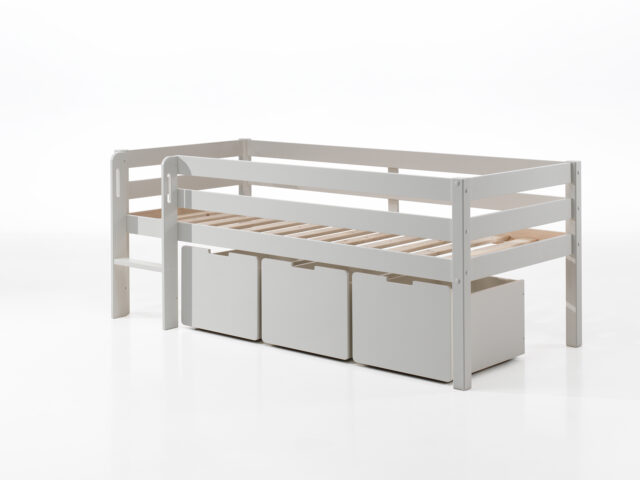 Deze Pino Combinatie Bestaat Uit Een Witte Pino Halfhoogslaper Met Ladder En Een Pino Set Van 3 Laden