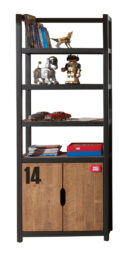 Bibliotheek Alex - Massief grenen - Zwart