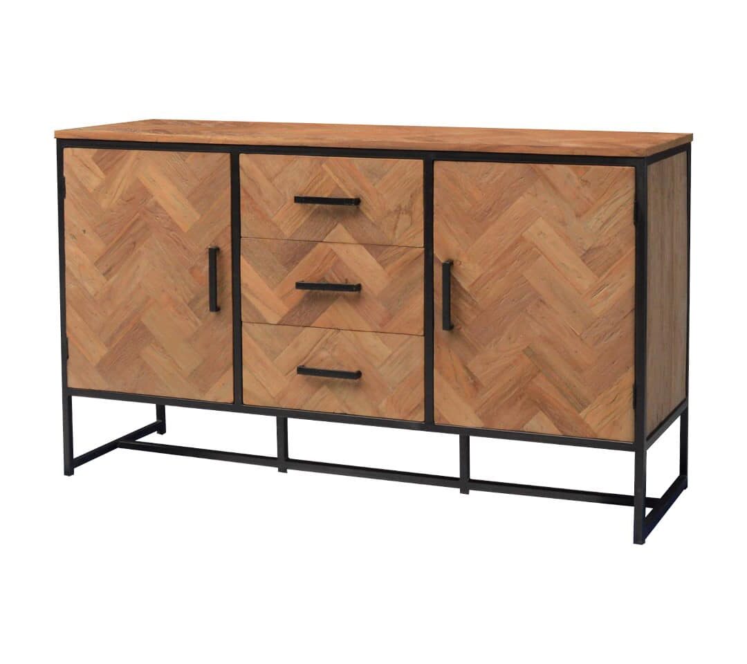 Dressoir Accent 8211 Teakhout 8211 Zwart Metaal 8211 145 Cm