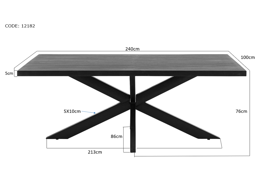 Eetkamertafel Kala Spider 240 Cm