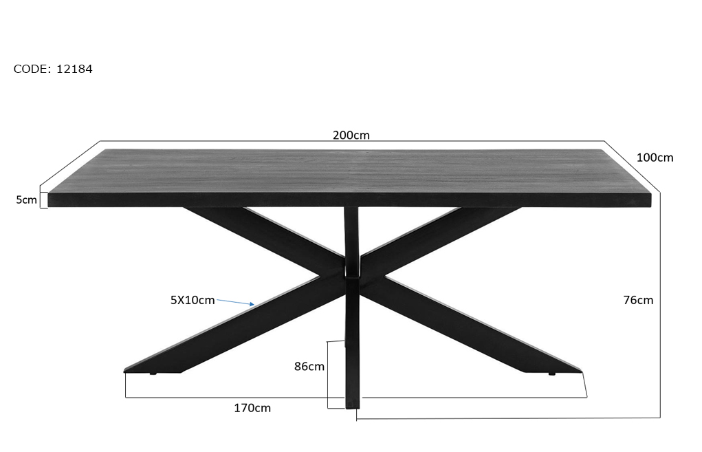 Eetkamertafel Kala Spider 200 Cm