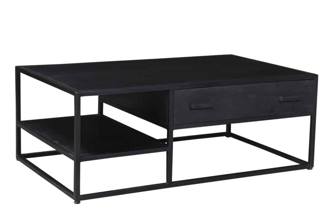 Salontafel Kala 8211 Zwart Mangohout 8211 Zwart Metaal 8211 120 Cm