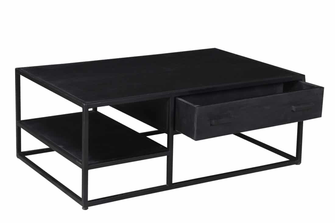 Salontafel Kala 8211 Zwart Mangohout 8211 Zwart Metaal 8211 120 Cm