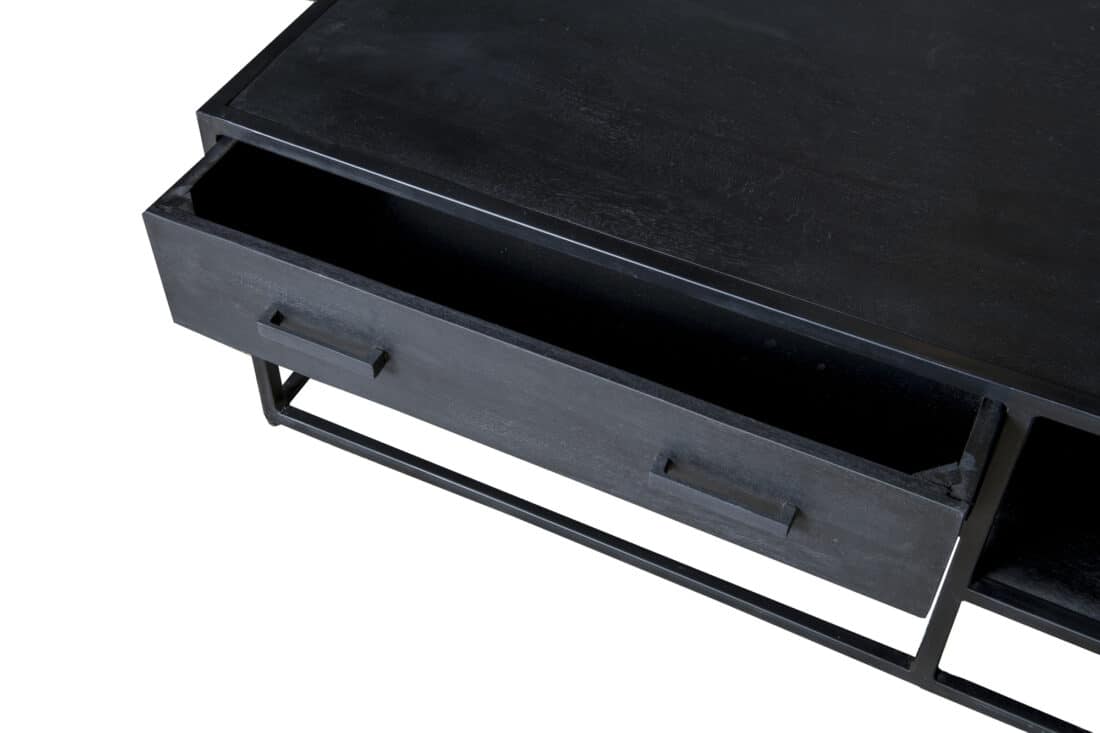 Salontafel Kala 8211 Zwart Mangohout 8211 Zwart Metaal 8211 120 Cm