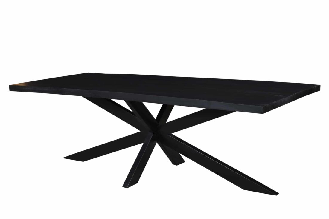 Eetkamertafel Kala 8211 Zwart Mangohout 8211 Zwart Metaal Spiderpoot 8211 220 Cm