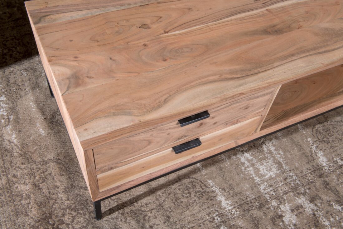 Salontafel Oslo 8211 Acaciahout 8211 Staal 8211 120 Cm