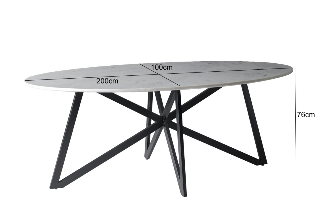 Eetkamertafel Dt Marble Oval Web White 200cm