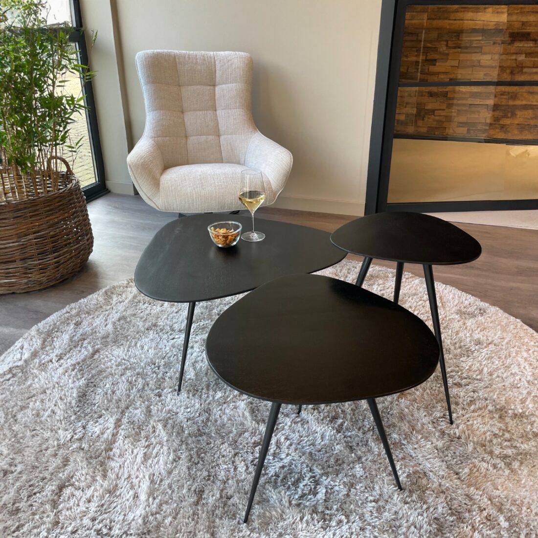 Brix Bijzettafel Loua Set Van 3 Zwart