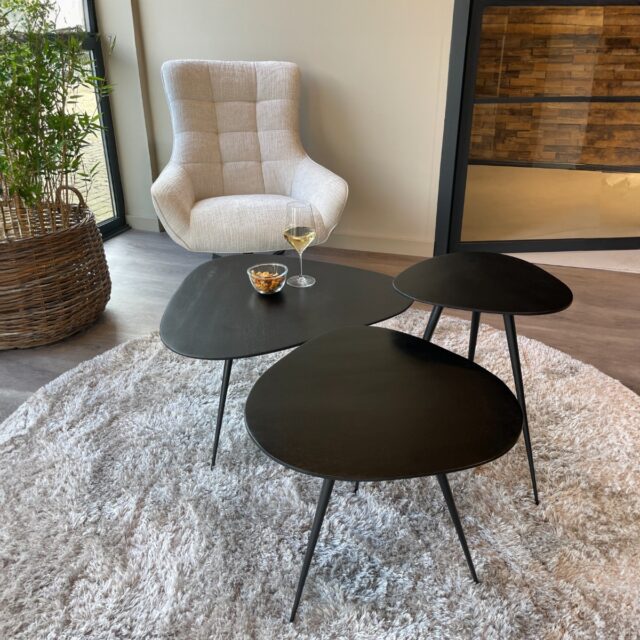 Brix Bijzettafel Loua Set Van 3 Zwart