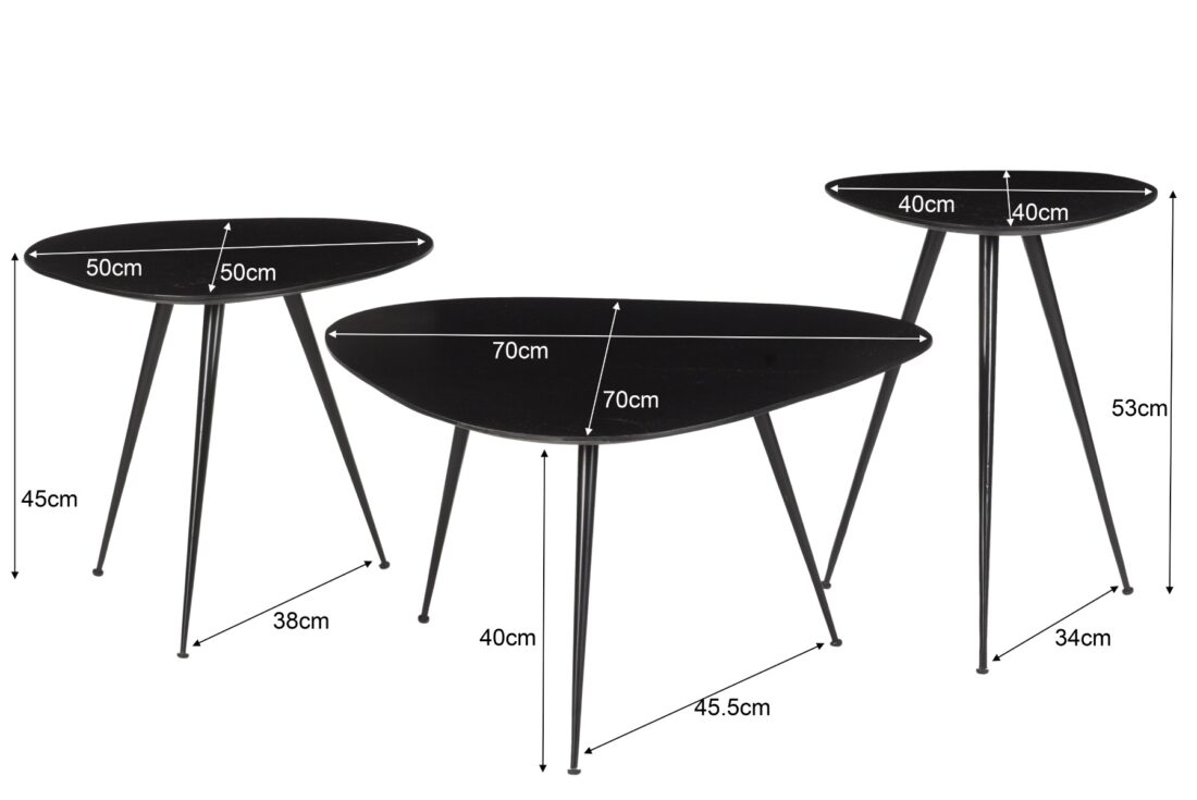 Brix Bijzettafel Loua Set Van 3 Zwart